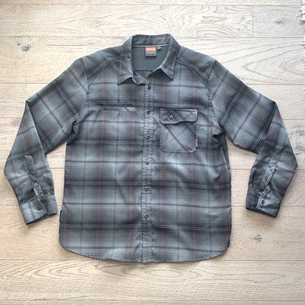 Merrell Flannel Shirt Mens Large Gray Opti Wick